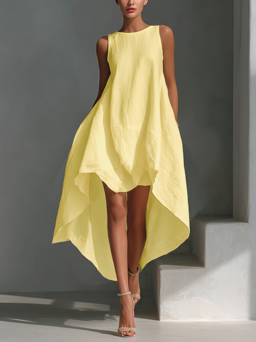 Elsie | White Asymmetric Midi Dress