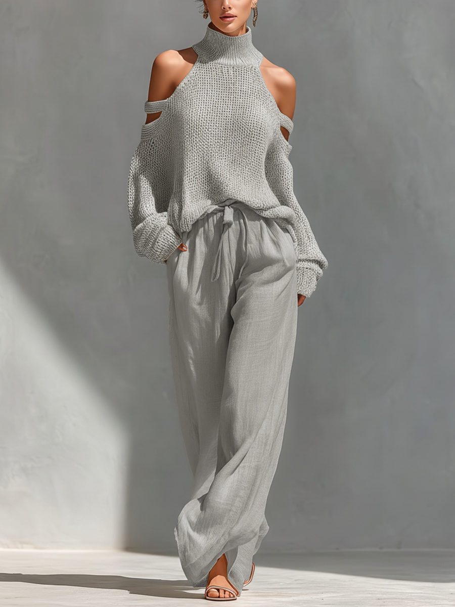 Nicole | Cold-Shoulder Wide-Leg Set