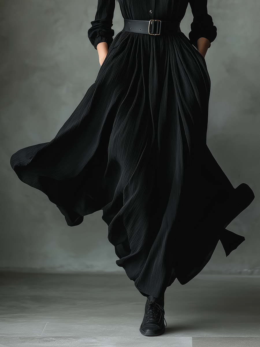 Elina | Textured Pleated Maxi Dress