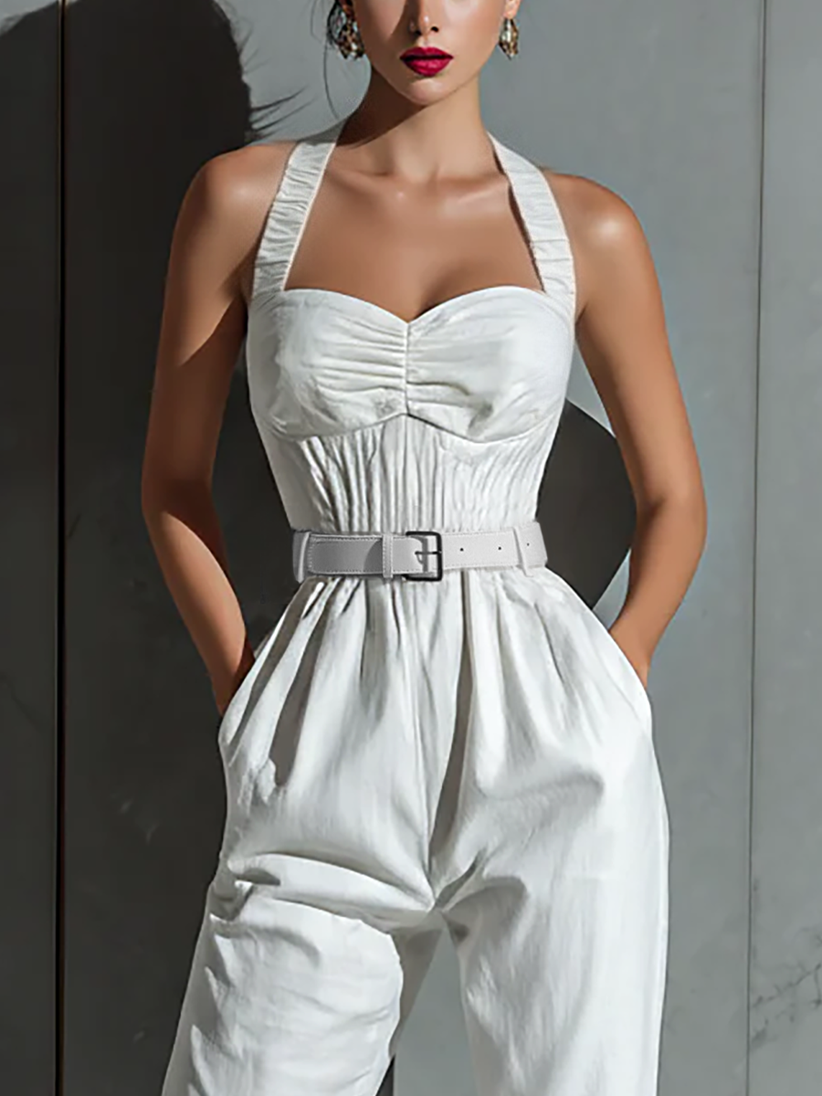 Ivory | Wide-Leg Linen Jumpsuit