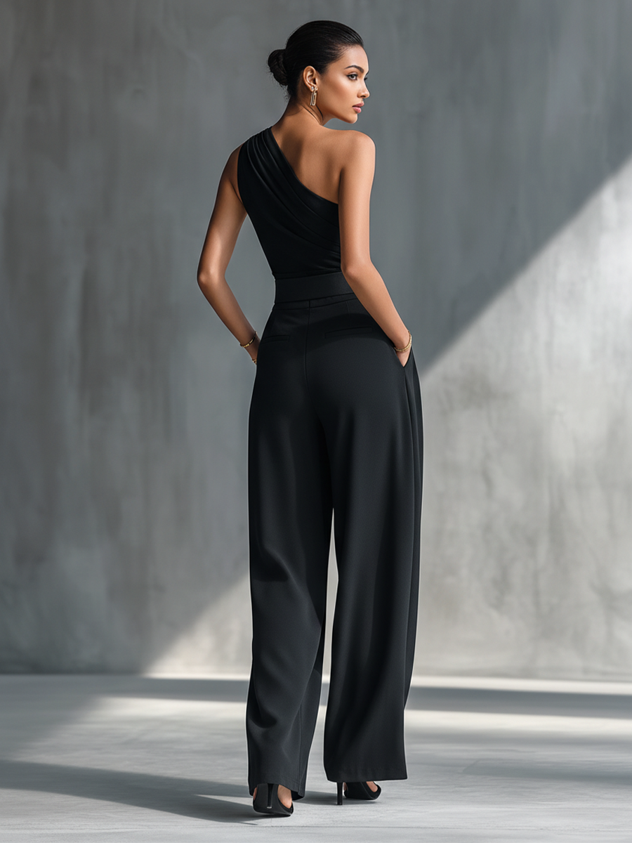 Audrey | Black Knit Wide-Leg Set