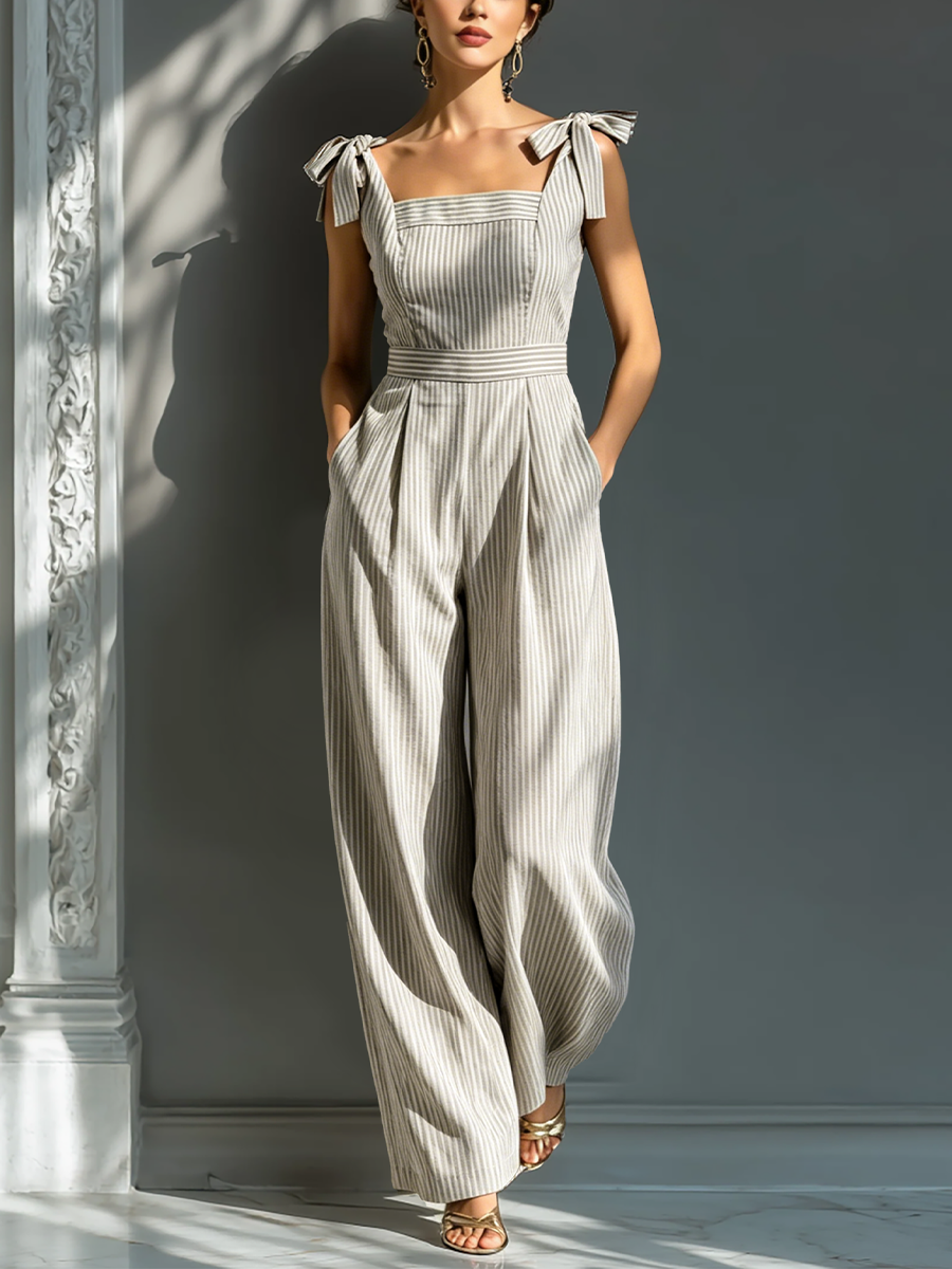 Mabel | Striped Tie-Strap Jumpsuit