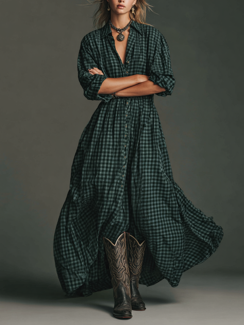 Marlowe | Plaid Shirt Maxi Dress