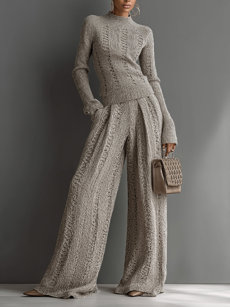 Monroe | Taupe Knit Wide-Leg Set