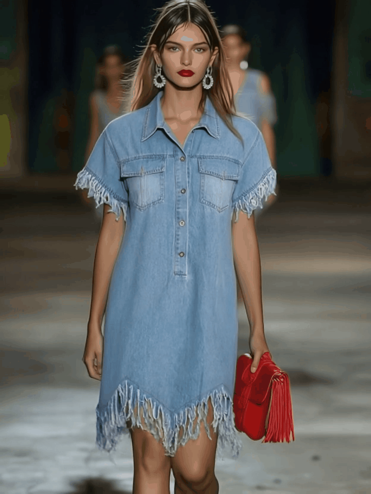 Georgia | Denim Tassel Mini Dress