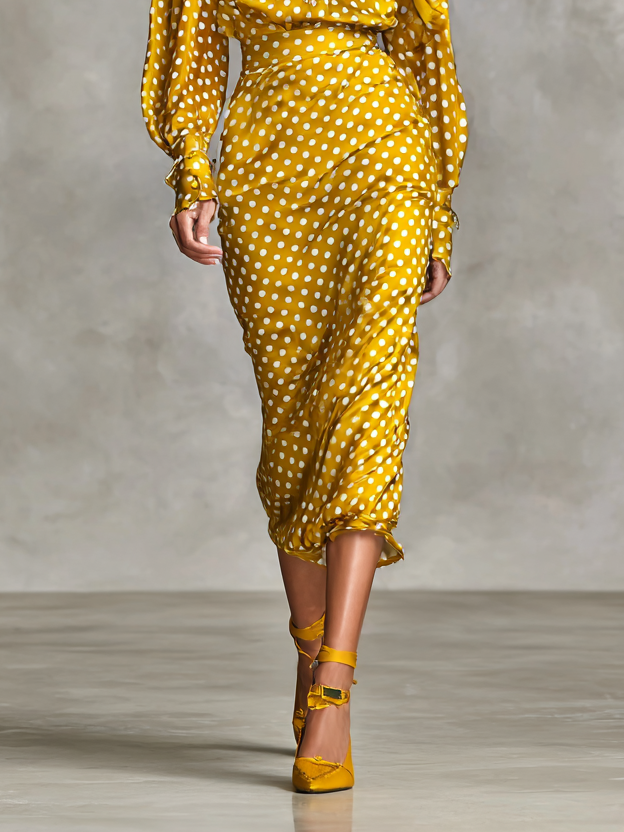 Vivienne | Satin Polka Dot Skirt Set