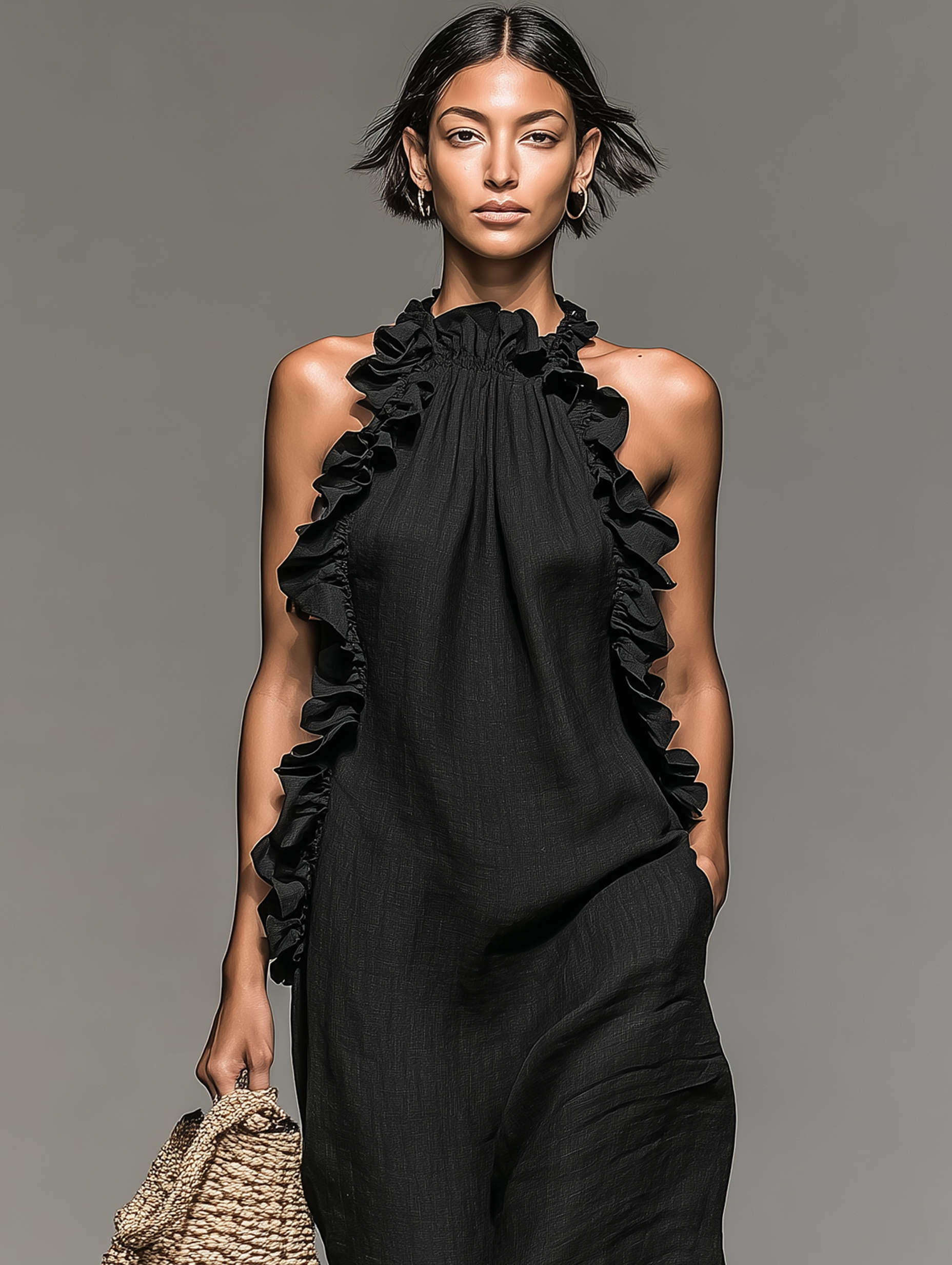 Maisie | Ruffle Detail Linen Maxi Dress