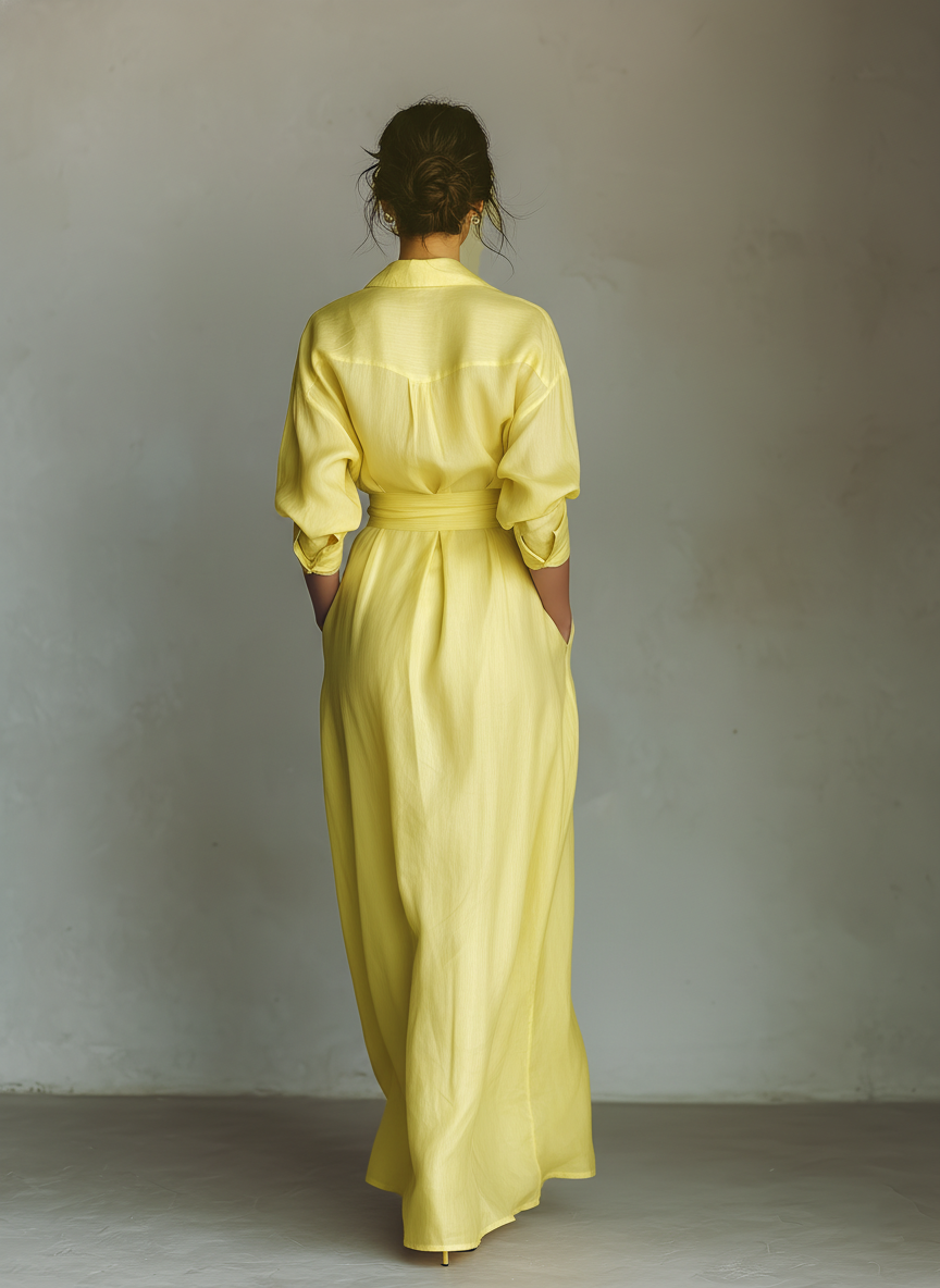 Mila | Lemon Tie-Waist Shirt Dress