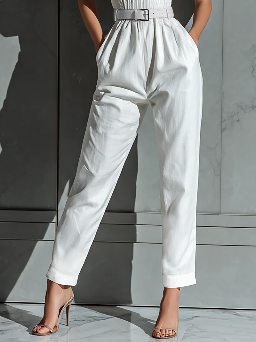Ivory | Wide-Leg Linen Jumpsuit