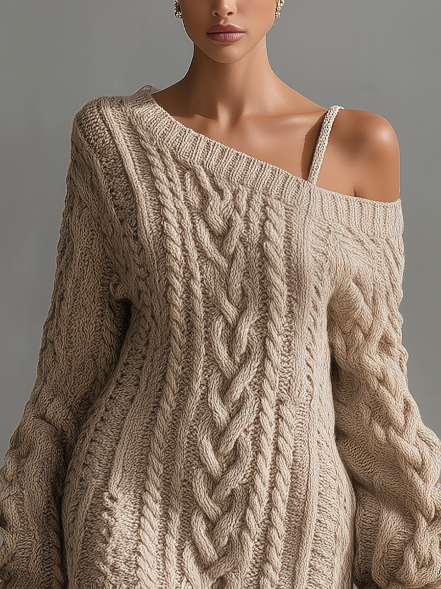 Johanna | Cable Knit Off-Shoulder Mini Dress