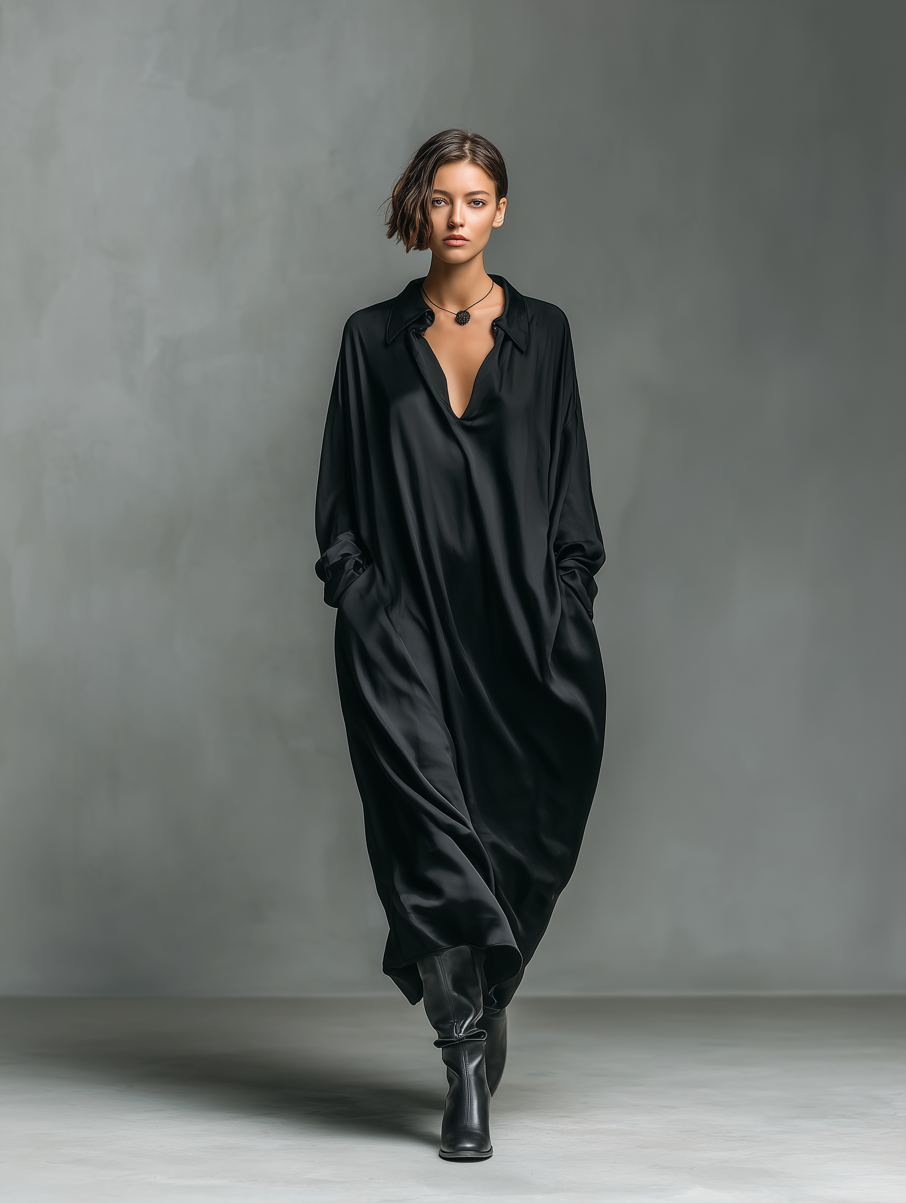 Nolwen | Glossy Satin Maxi Dress