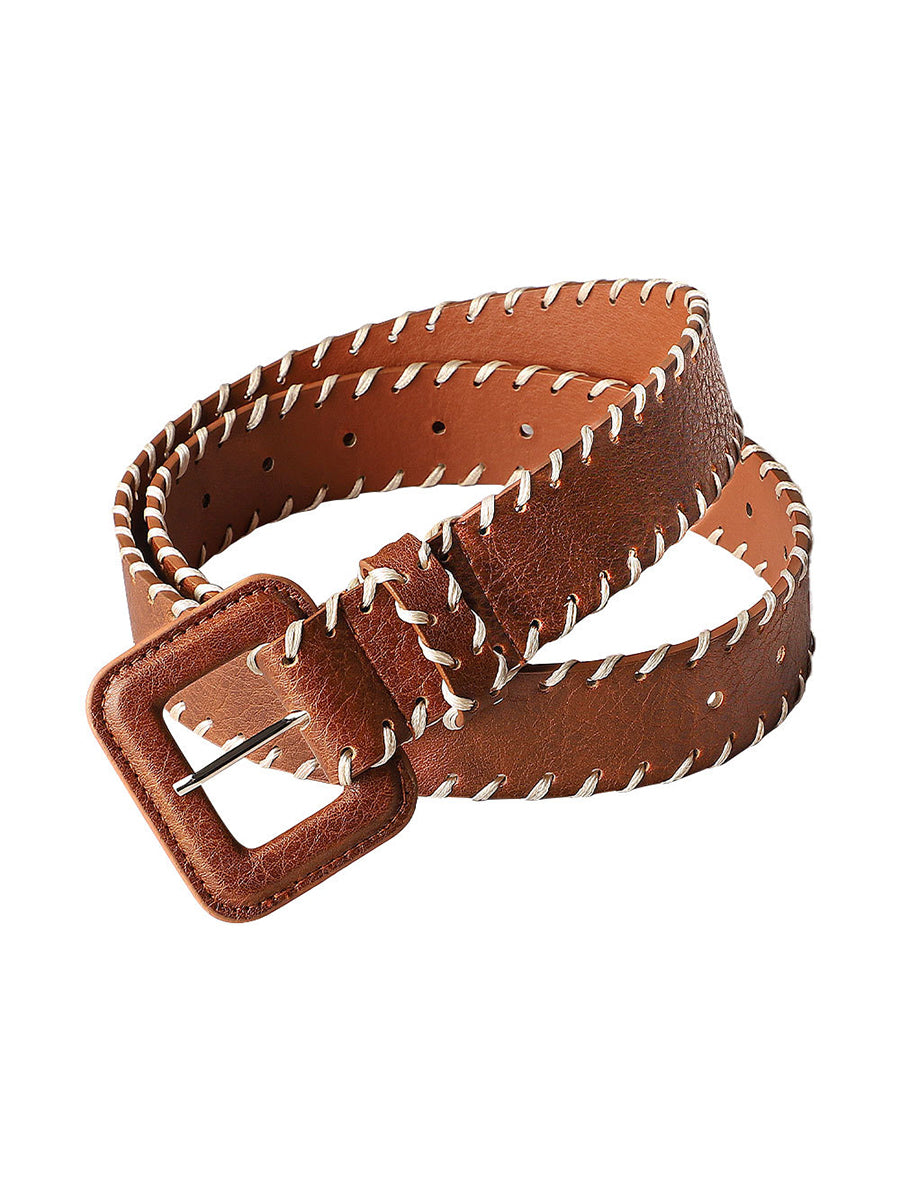 Camille | Brown Stitch Detail Belt