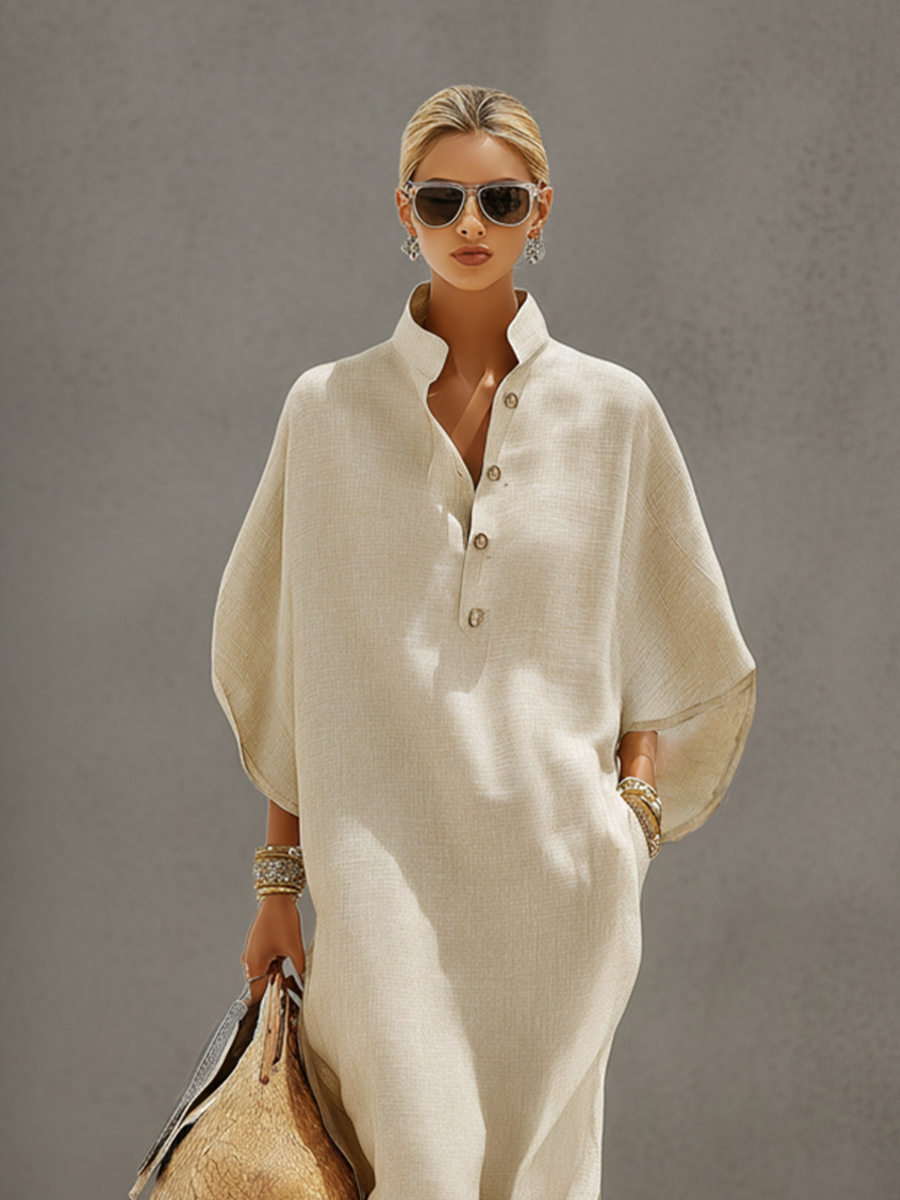 Sophie | Oatmeal Mandarin Collar Dress