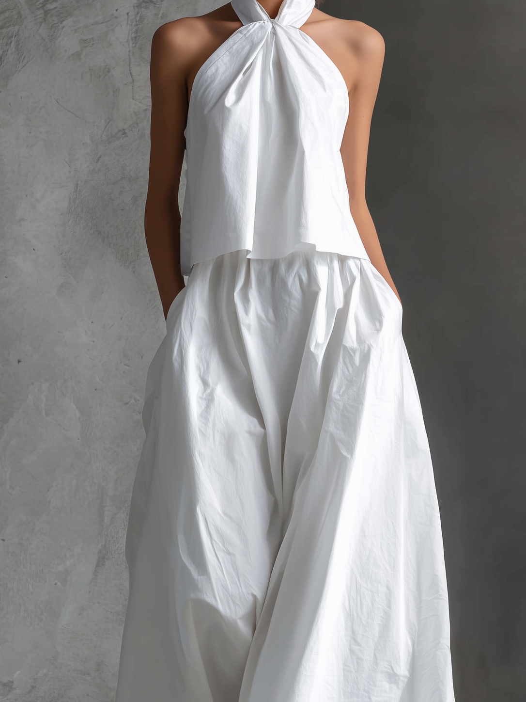 Monroe | White Halter Top & Skirt Set