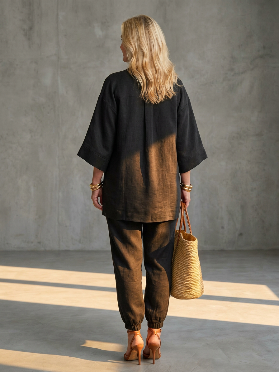 Georgiana | V Neck Tunic Gathered Trouser Set