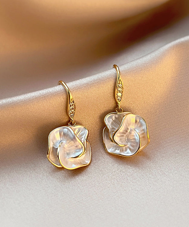 Amara | Gold Floral Drop Earrings
