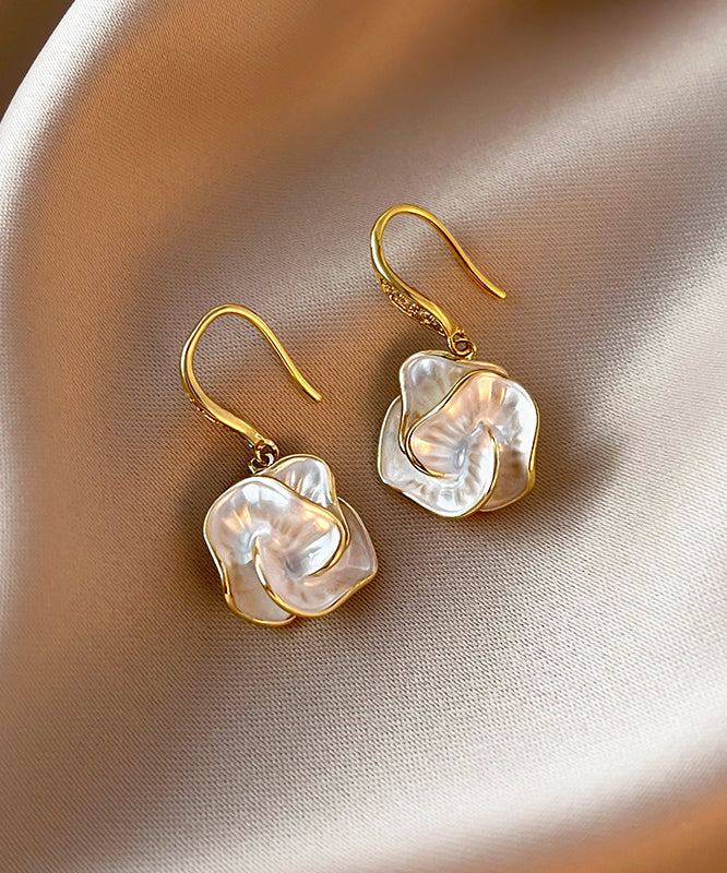 Amara | Gold Floral Drop Earrings