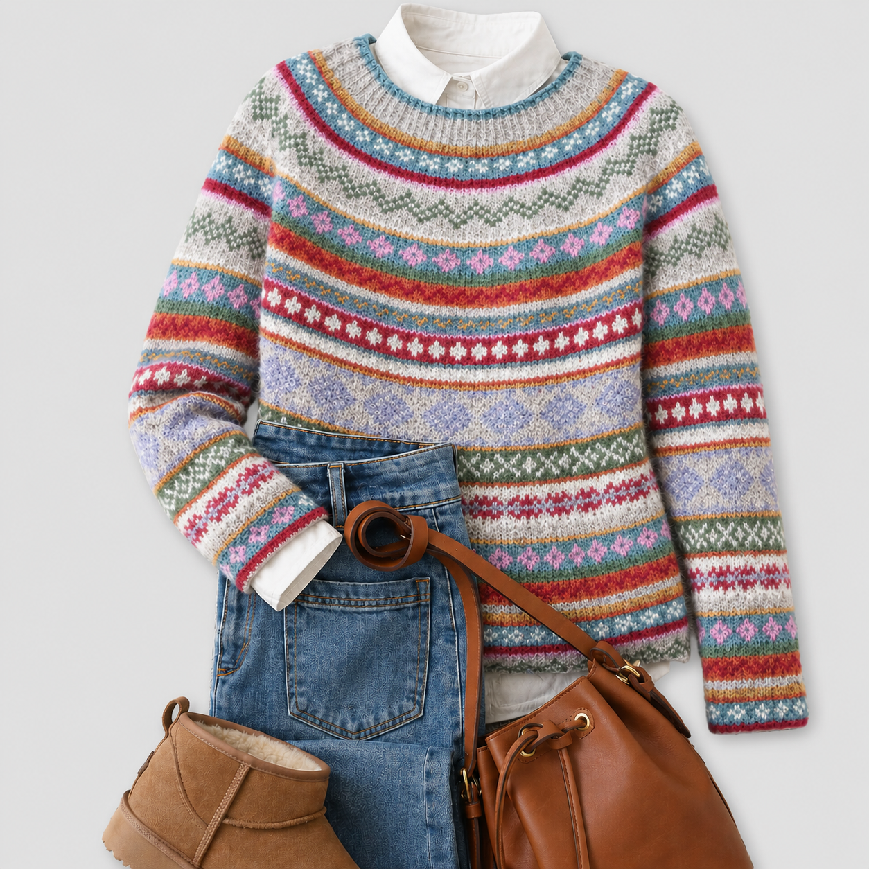 Mila Colourful Nordic Knit Sweater