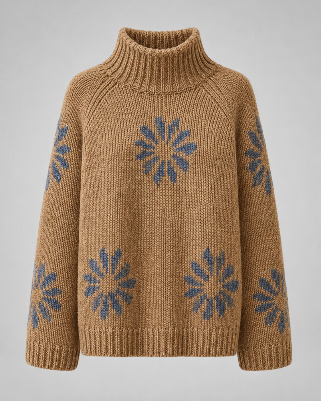 Retro Brown Mock Neck Long Sleeve Sweater