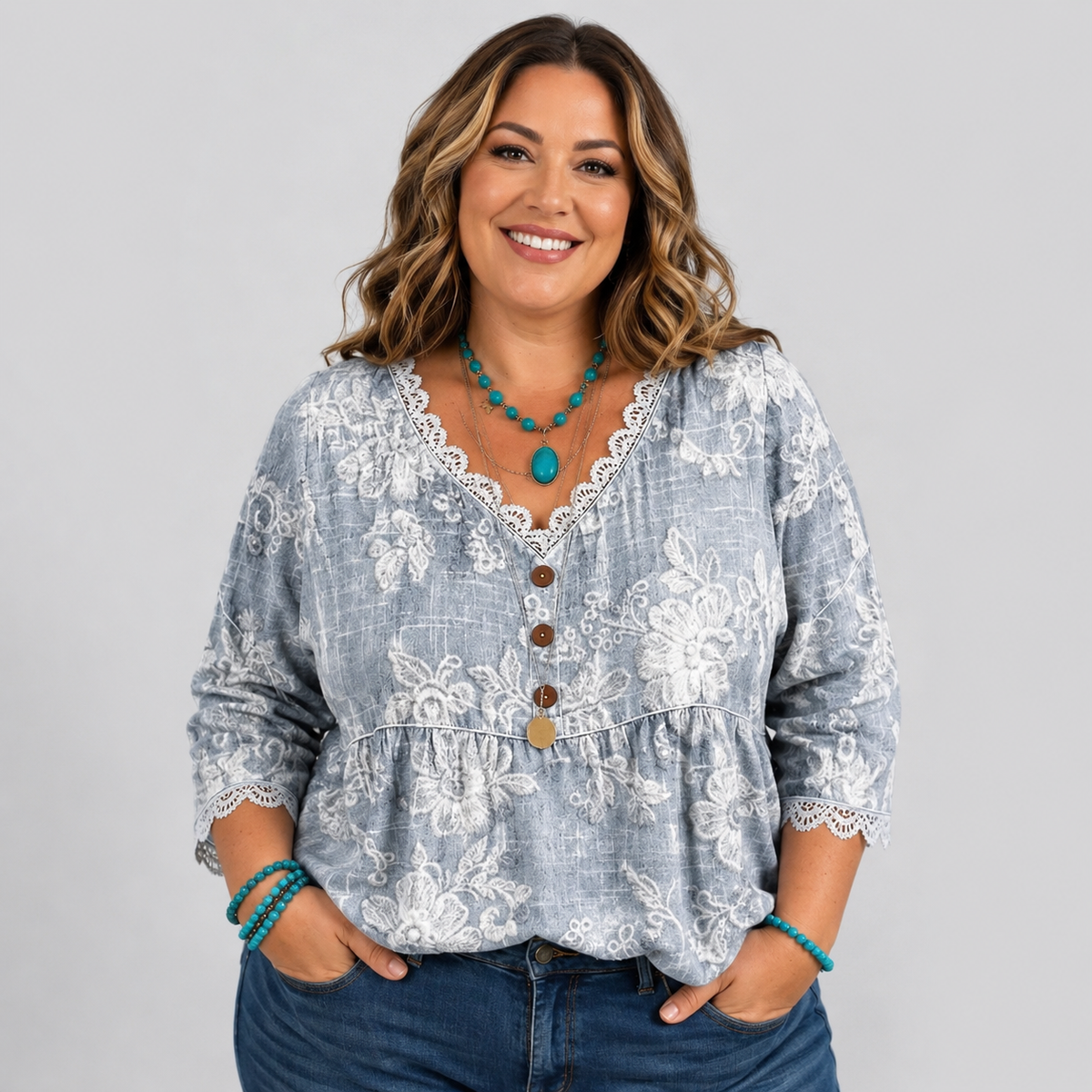 Hollie™ | Vintage Floral Print Blouse