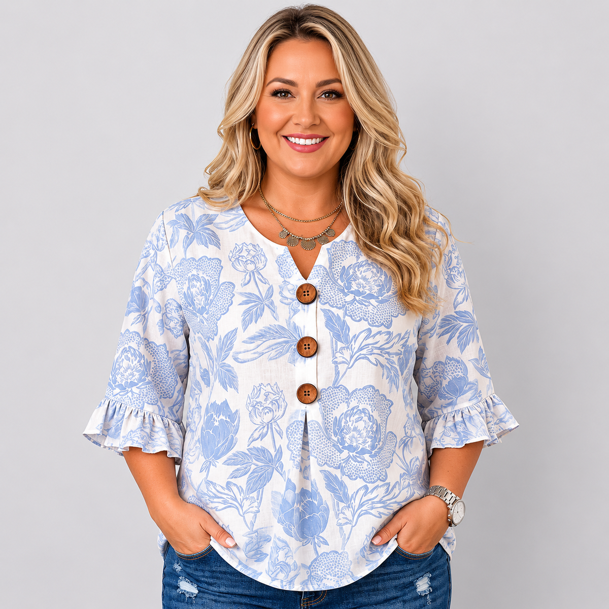 Lacey™ | Vintage Floral Print Blouse