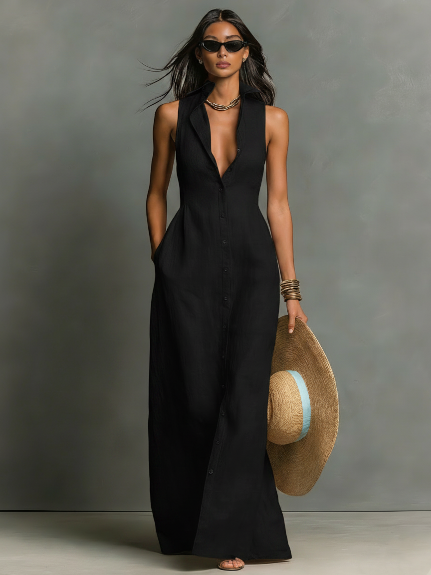 Arabella | Sleeveless Shirt Maxi Dress