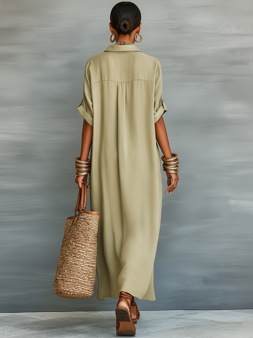 Fleur | Short-Sleeve Linen Shirt Dress