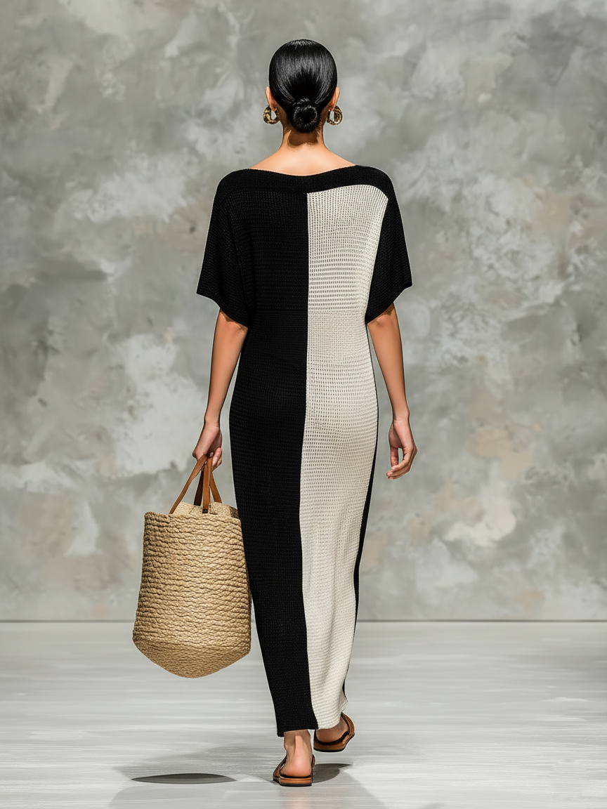 Ophelia | Boat Neck Knit Maxi Dress
