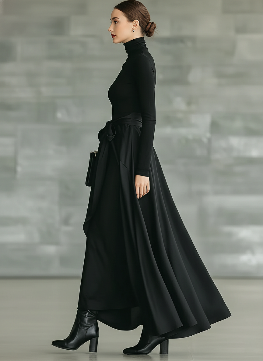 Daphne | High-Neck Flared Maxi Dress