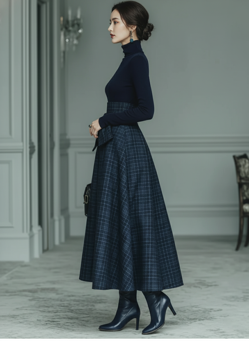 Monroe | Dark Blue Knit Skirt Set