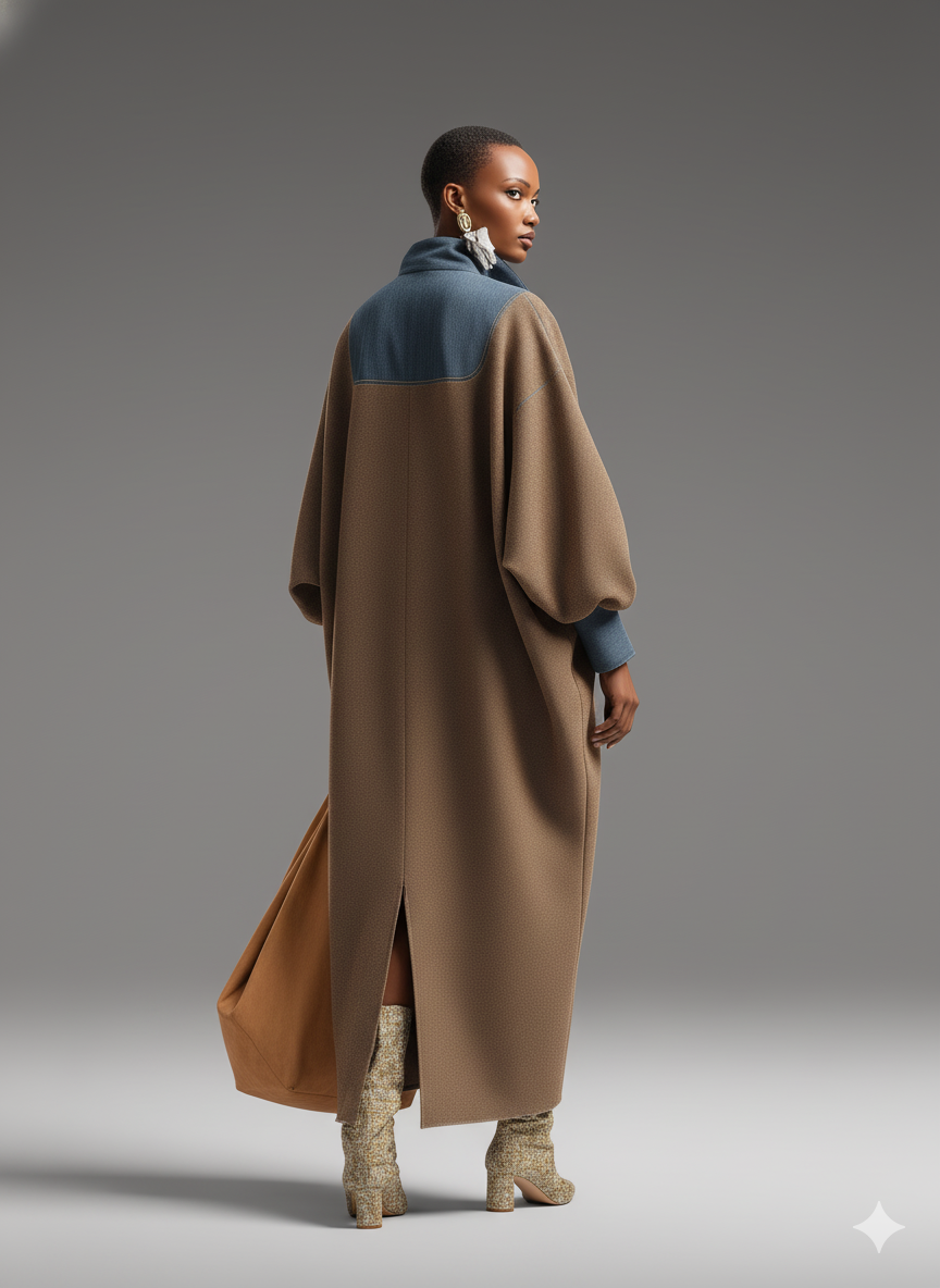 Talia | Brown Stand-Collar Long Dress