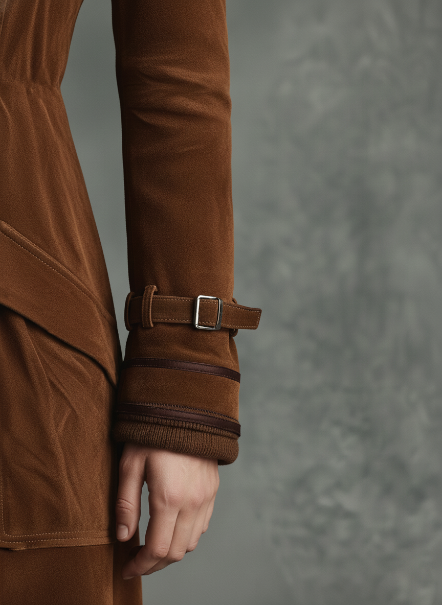 Nolwen | Double-Breasted Suede Trim Coat