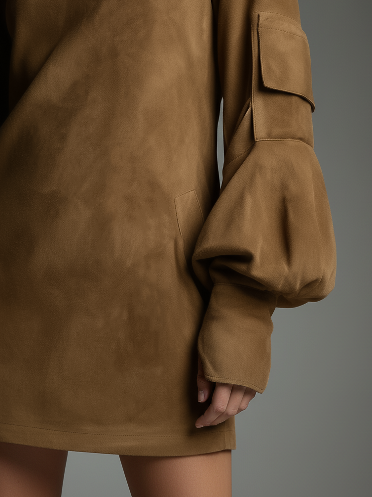 Rhea | Suede Turtleneck Mini Dress