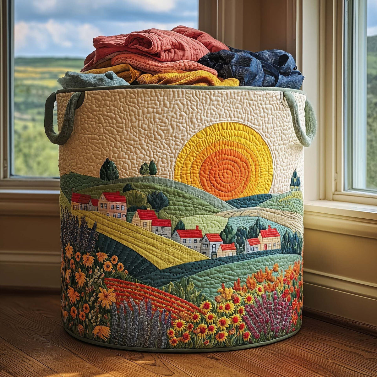 Tansy™ | Golden Sunset Village Laundry Basket