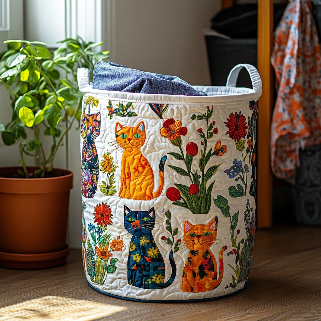 Marnie™ | Painted Cat Garden Laundry Basket