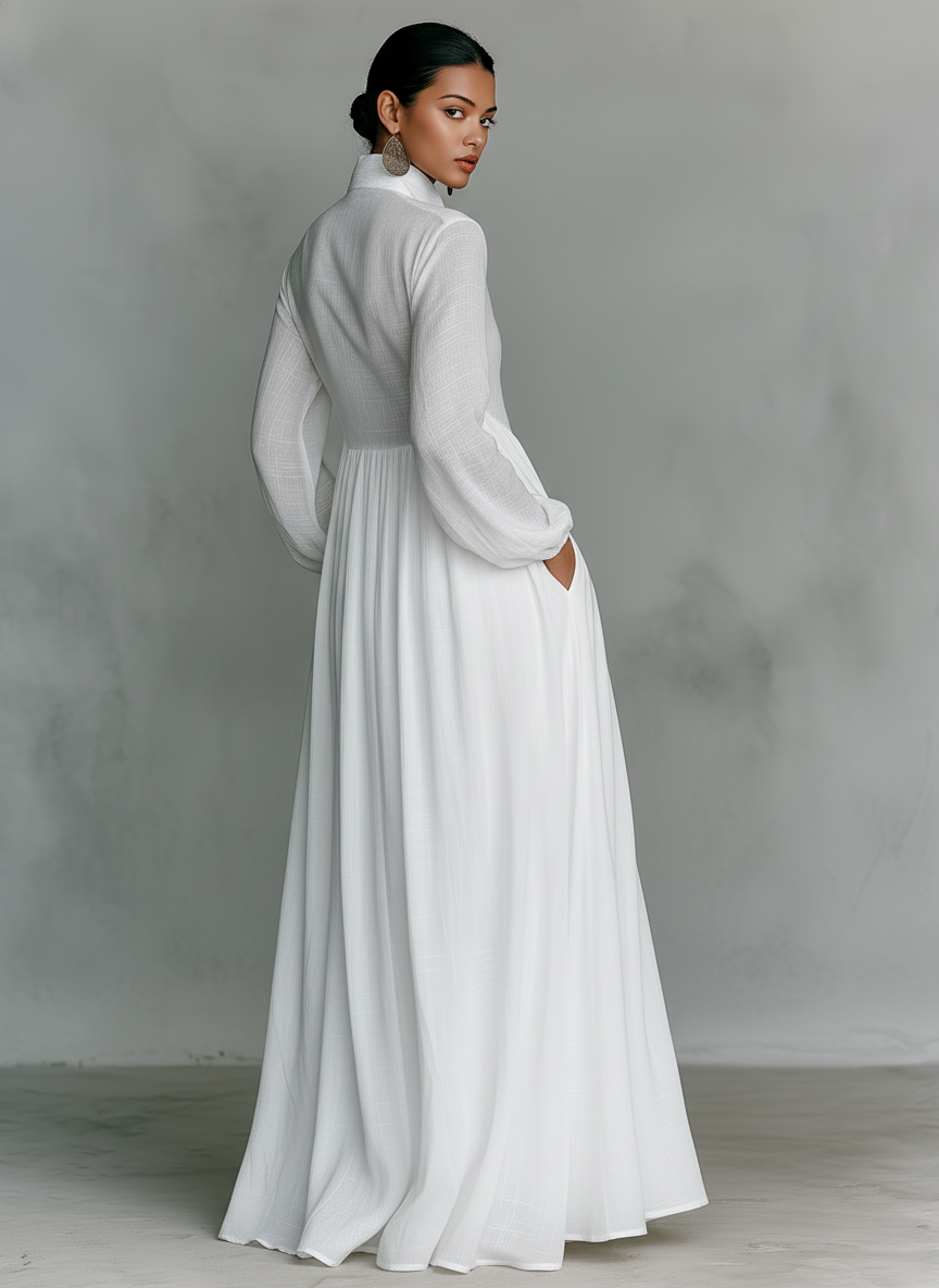 Mabel | Patchwork Stand-Collar Maxi Dress