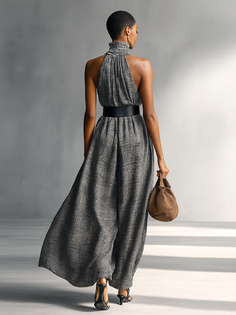Margot | Plaid Belted Maxi Dress