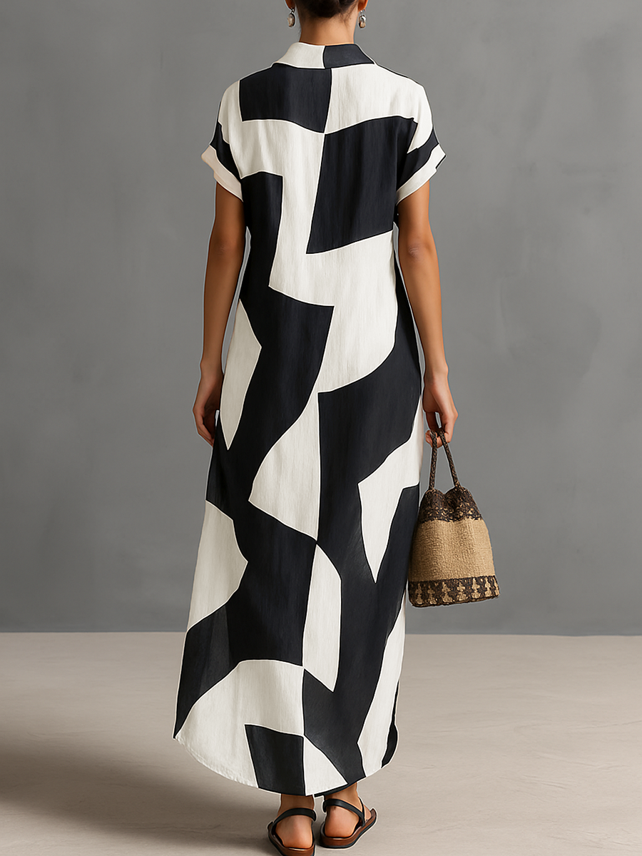 Larissa | Geometric Print Shirt Dress
