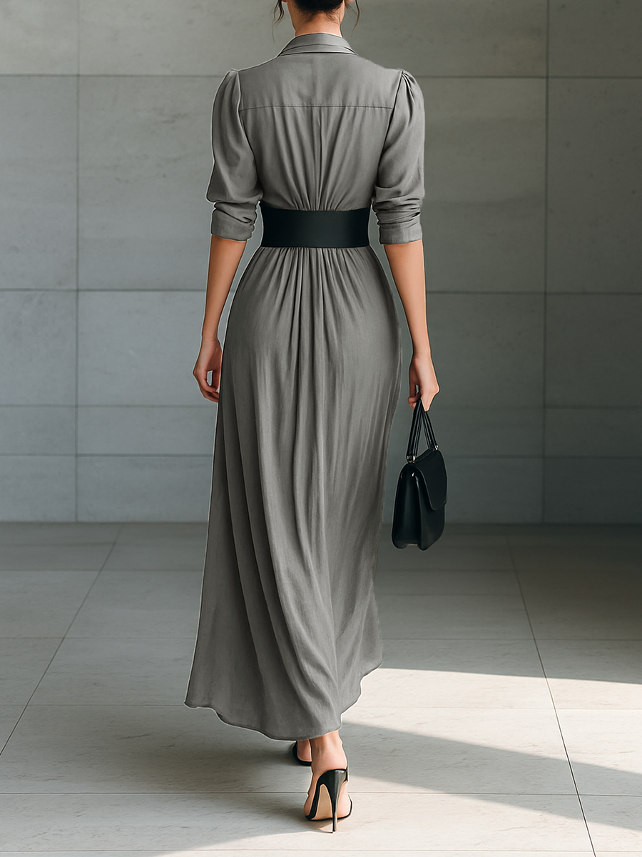Lucia | Single-Breasted Belted Maxi Dress