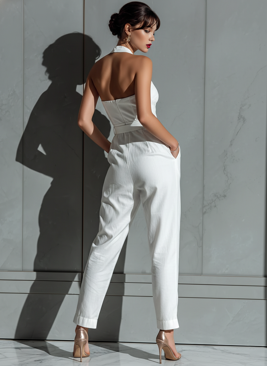Ivory | Wide-Leg Linen Jumpsuit