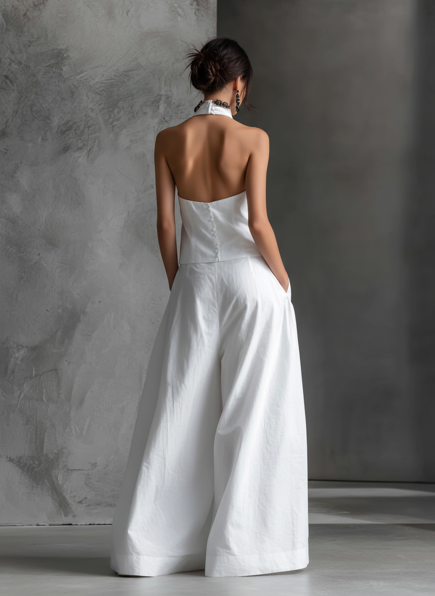 Monroe | White Halter Top & Skirt Set
