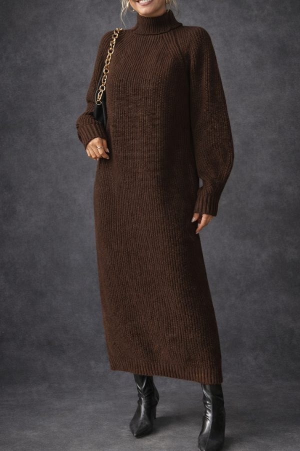 Olive | High-Neck Textured Dress