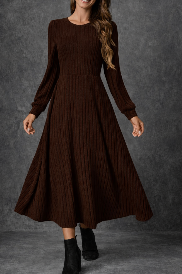 Chloe | Round Neck Long-Sleeve Dress