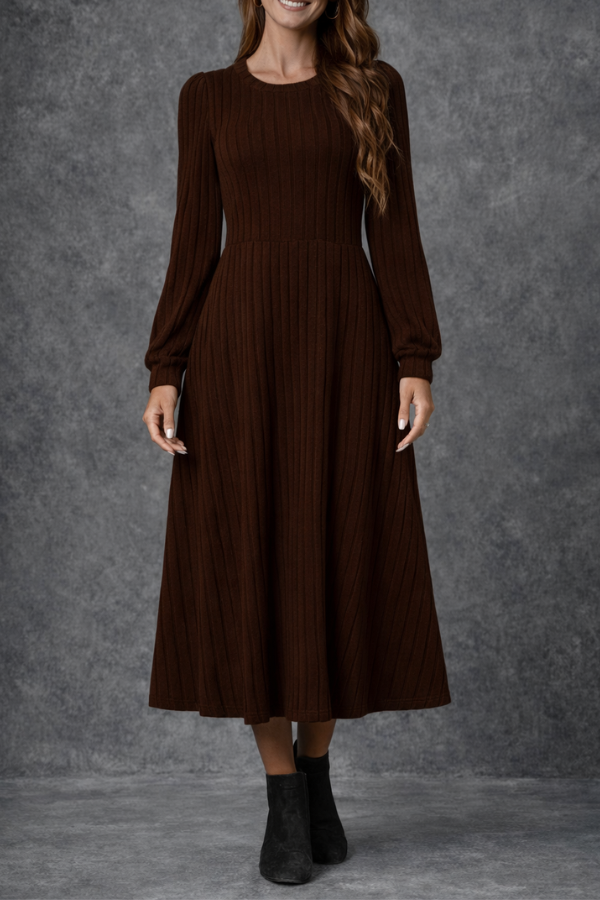 Chloe | Round Neck Long-Sleeve Dress