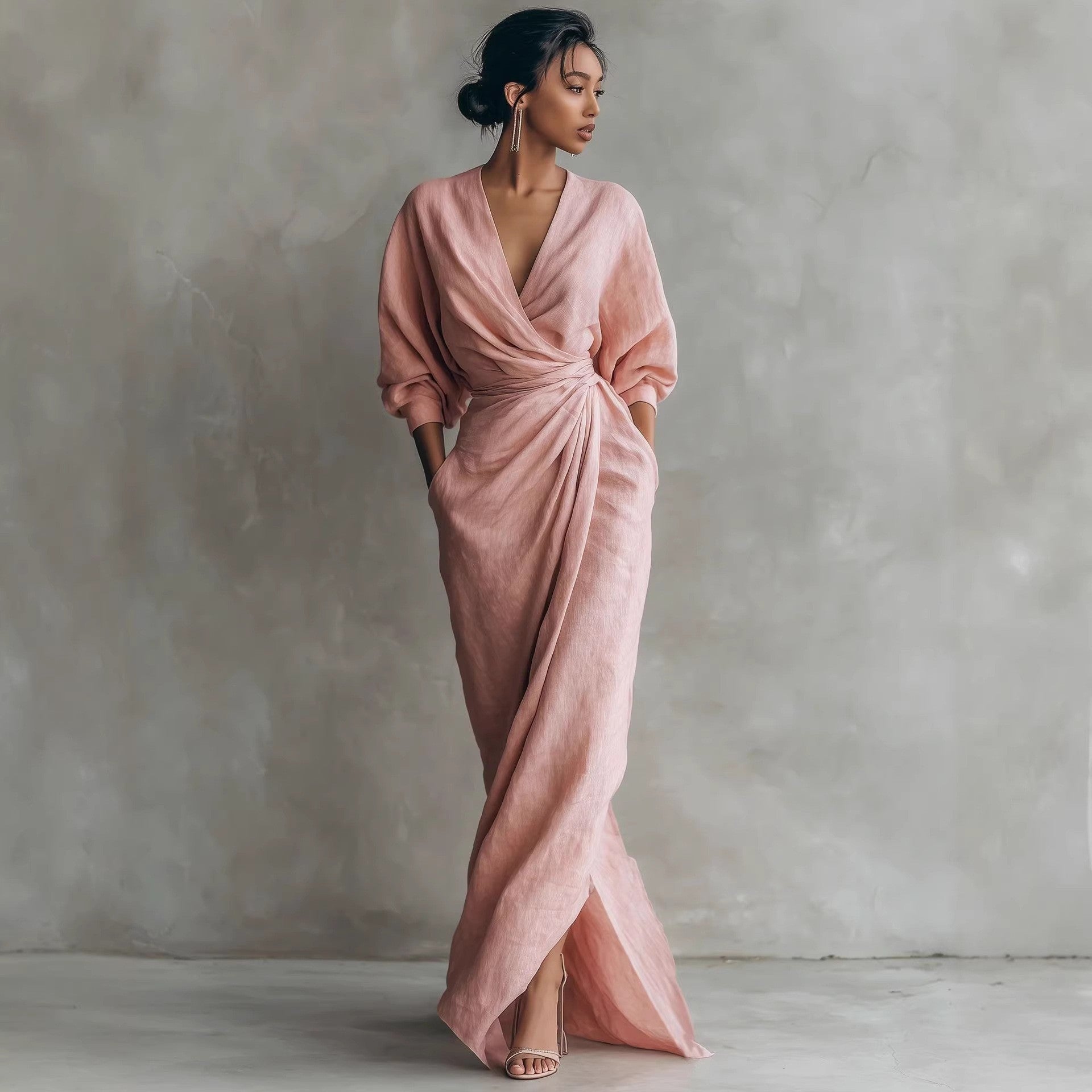 Lola | Draped V-Neck Dress
