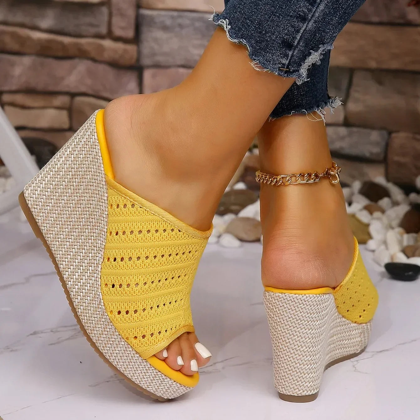 Lucia | Knit Wedge Sandals