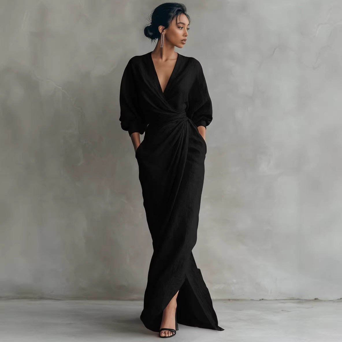Lola | Draped V-Neck Dress