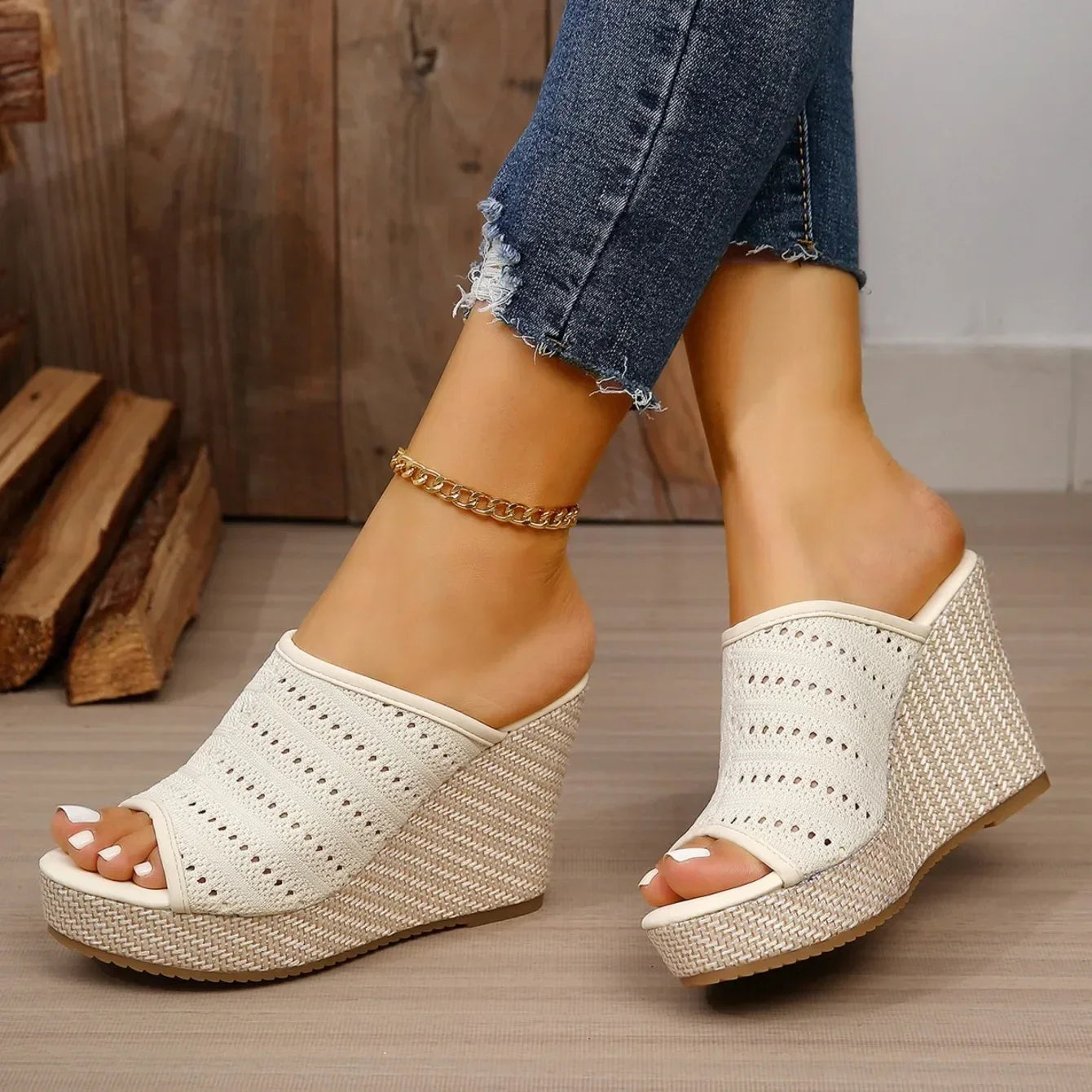 Lucia | Knit Wedge Sandals