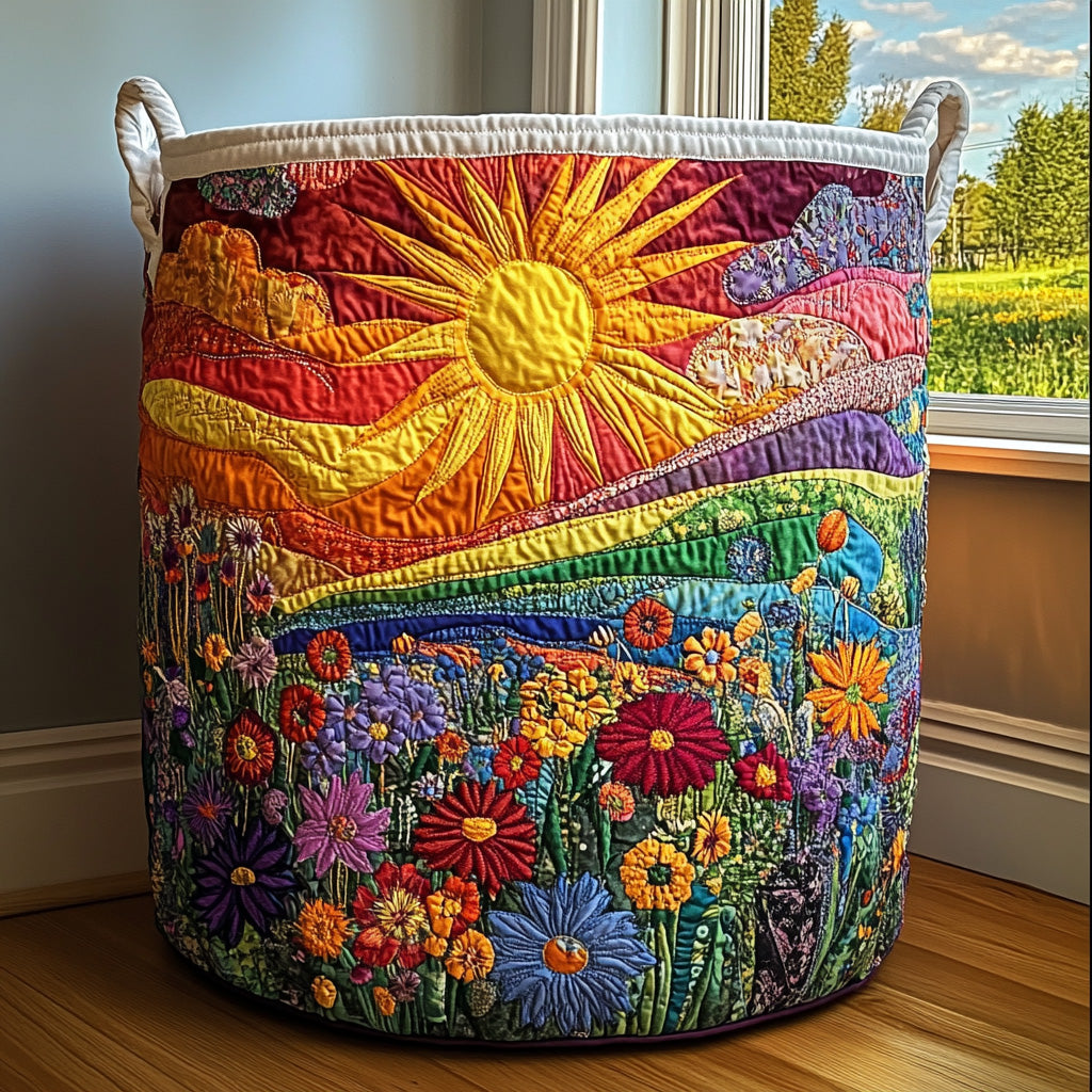 Sunlit Wildflower Meadow Laundry Basket