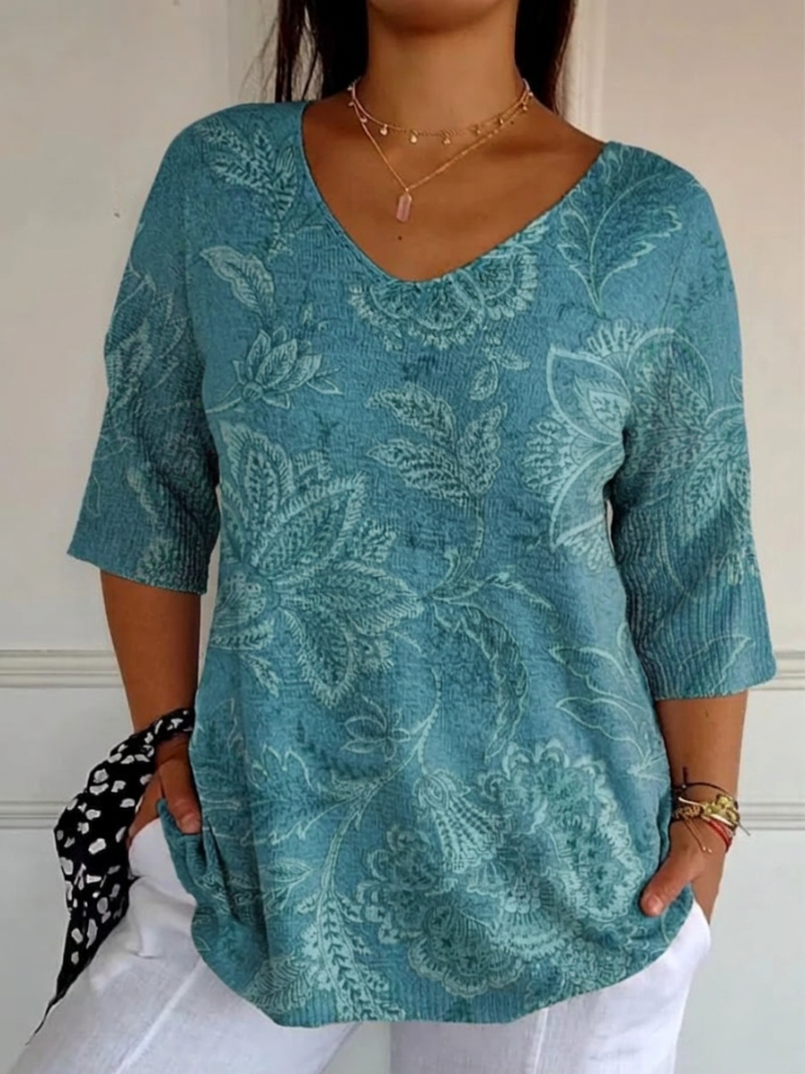 Maren™ | Boho Floral Knit Pullover